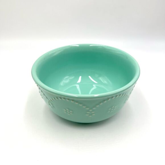 Fontinella Aqua Blue Beaded Scalloped Stoneware Bowl & Mug Cup Food Network - Picture 2 of 9